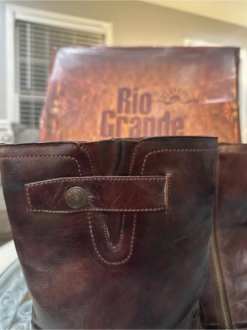 New Rio Grande Ronaldo MR-08 men's leather boots, brown, size 9– Original box